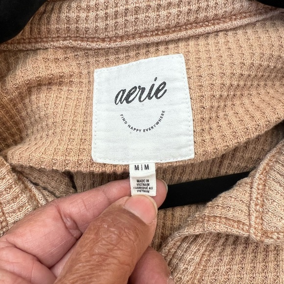 Aerie Tan Lumber Jane  Waffle Oversized Shirt/Jacket - Picture 3 of 6